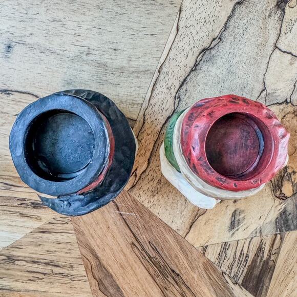 Mr and Mrs Snowman Tealight Candle Holders-Country Christmas-Rustic-3.75”H - Picture 5 of 7